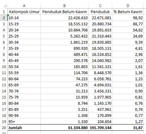 rata rata umur orang indonesia menikah